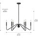 Yep Kennedy 6 Light 29.75 inch Natural Black Chandelier Ceiling Light in No Shade