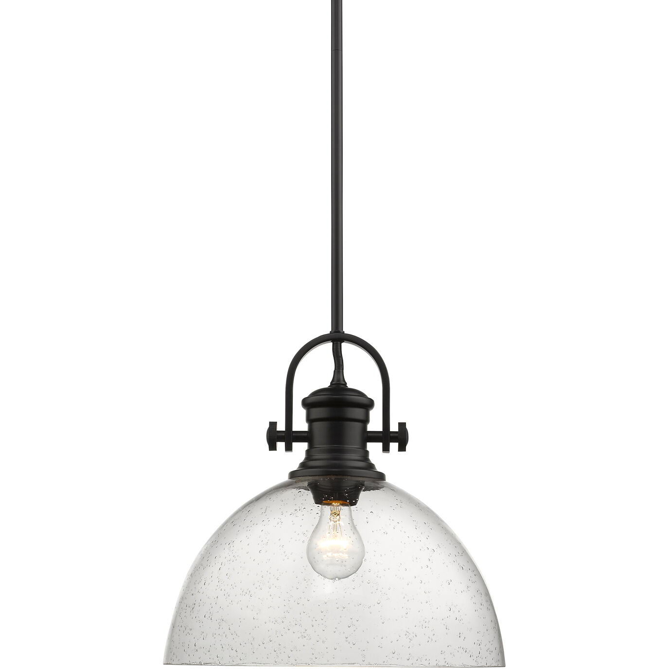 Yep Hines Pendant Ceiling Light in Matte Black, Seeded Glass, Large