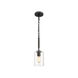Monroe 1 Light 5 inch Matte Black with Gold Highlights Mini Pendant Ceiling Light in Clear Glass, Damp 