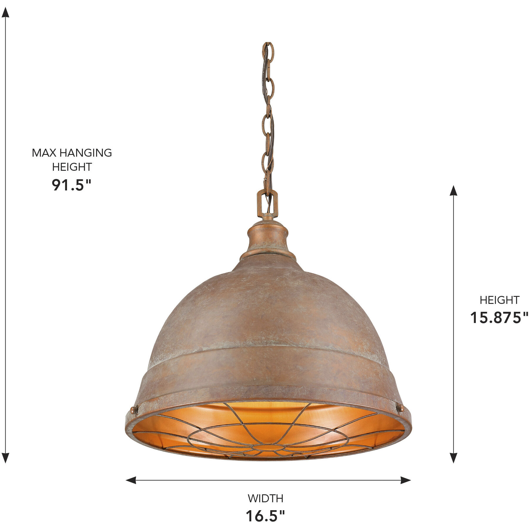Bartlett 2 Light 16.5 inch Copper Patina Pendant Ceiling Light, Large