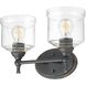 Keating 2 Light 15 inch Antique Black Iron Vanity Light Wall Light