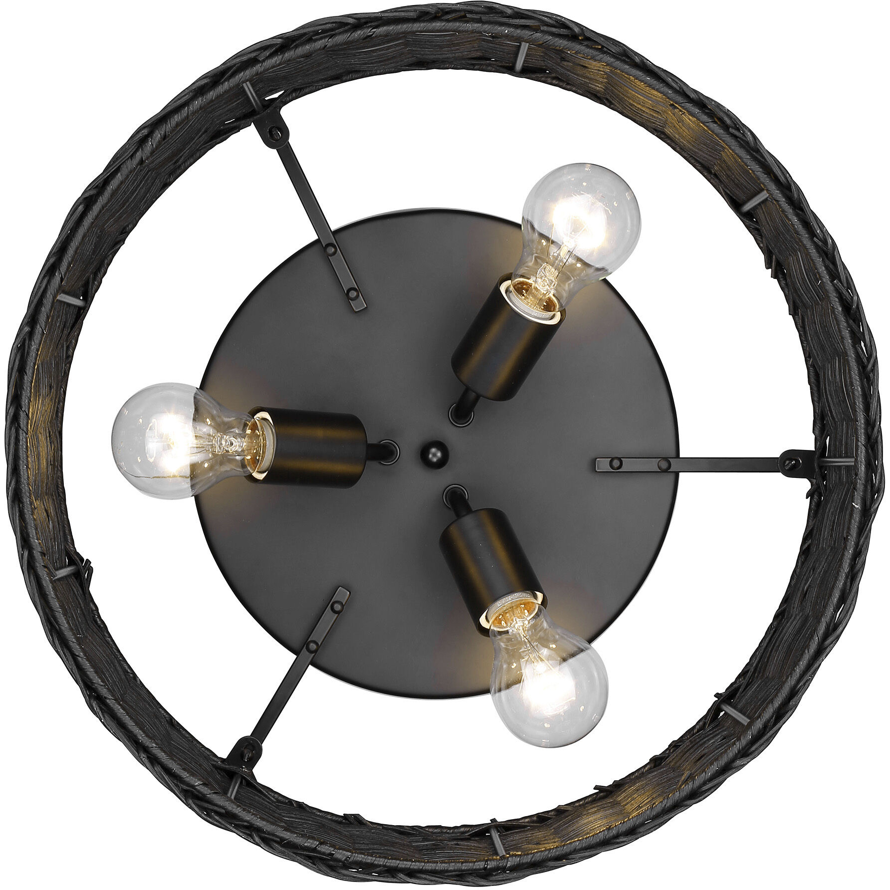 Erma 3 Light 16.38 inch Matte Black Flush Mount Ceiling Light