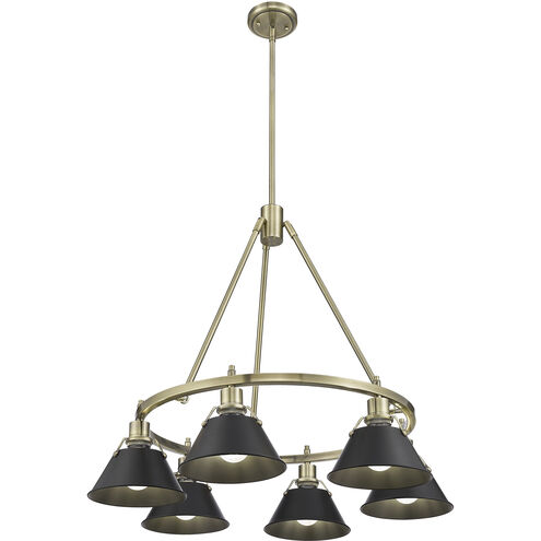 Orwell 6 Light 29 inch Aged Brass Chandelier Ceiling Light in Matte Black