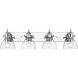 Hines 4 Light 34.5 inch Chrome Bath Vanity Light Wall Light in Seeded Glass