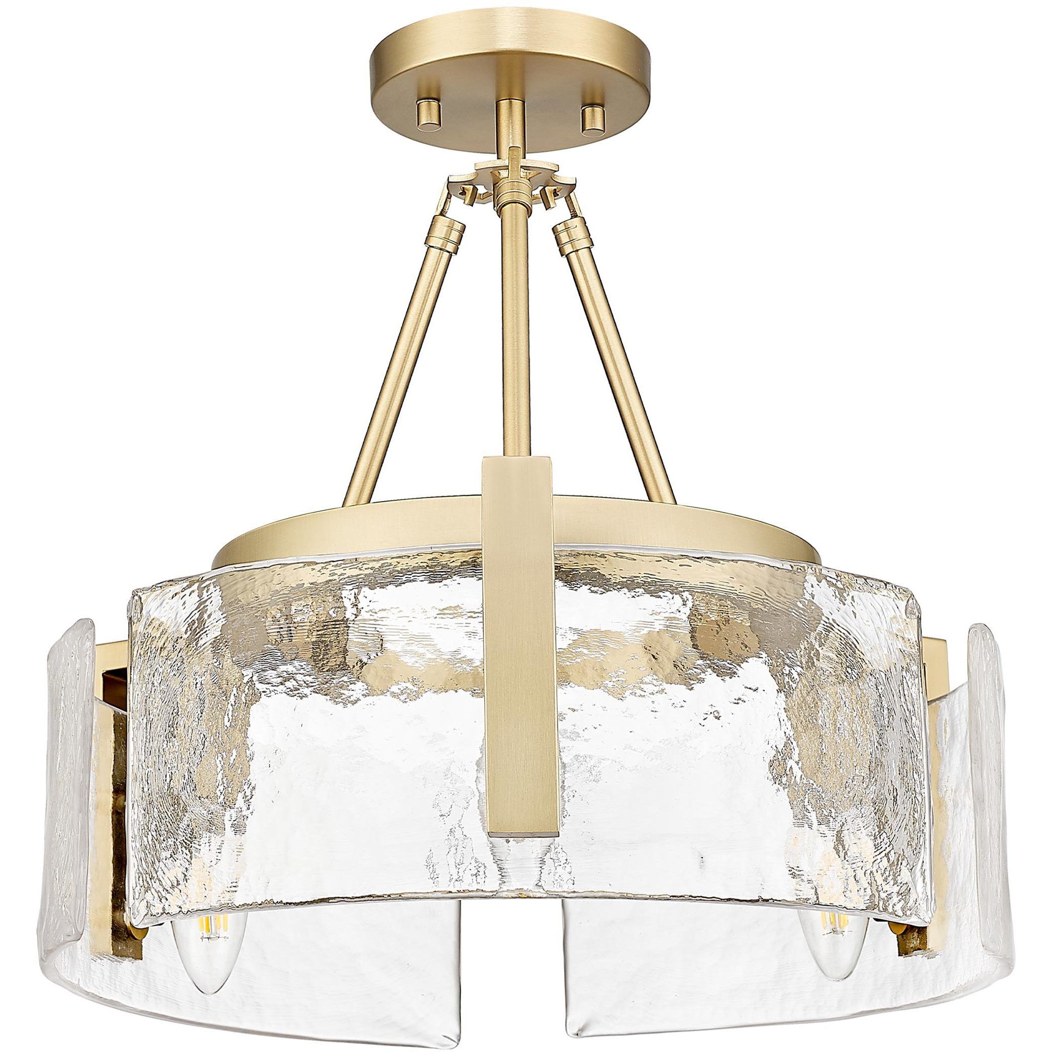 Aenon 3 Light 16.5 inch Brushed Champagne Brass Semi-Flush Mount Ceiling Light