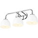 Zoey 3 Light 24.5 inch Chrome Bath Vanity Light Wall Light in Matte White