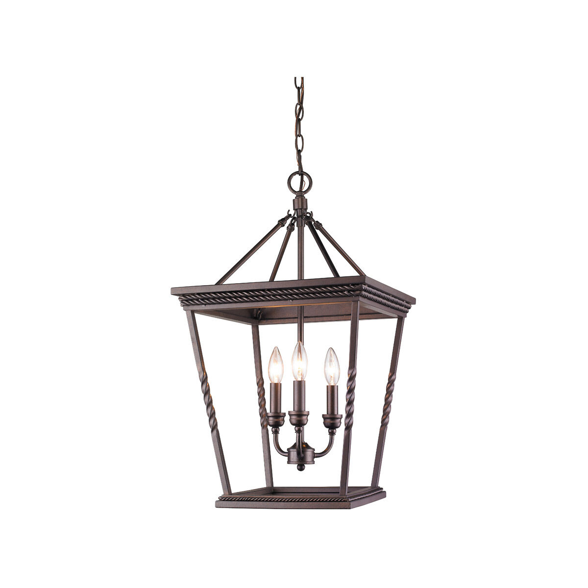 Davenport 3 Light 15 inch Etruscan Bronze Pendant Ceiling Light, Caged