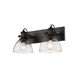 Hines 2 Light 18 inch Matte Black Bath Vanity Wall Light in Seeded Glass