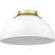 Zoey 3 Light 14 inch Olympic Gold Flush Mount Ceiling Light in Matte White