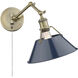 Yep Orwell 1 Light 10 inch Aged Brass Swing Arm Wall Lamp Wall Light in Navy, Adjustable