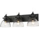 Yep Hines 3 Light 23.13 inch Matte Black Semi-Flush Mount Ceiling Light in Seeded Glass, Damp