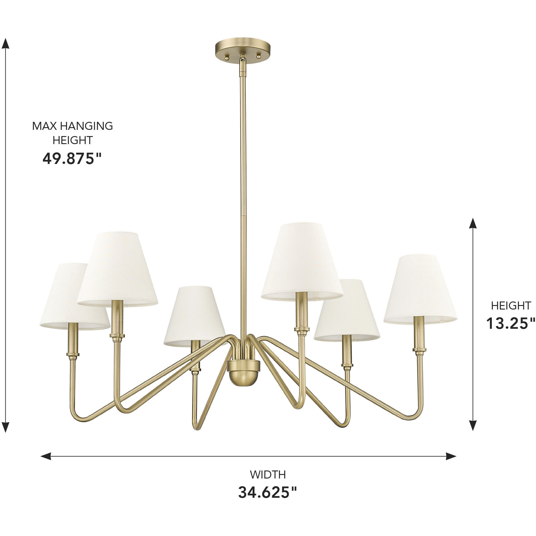 Yep Kennedy 6 Light 29.75 inch Brushed Champagne Brass Chandelier Ceiling Light in Ivory Linen
