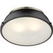 Yep Duncan 2 Light 14 inch Aged Brass Flush Mount Ceiling Light in Matte Black, Damp