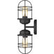 Seaport 2 Light 5 inch Matte Black Wall Sconce Wall Light, Damp