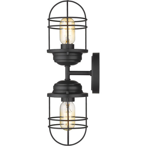 Seaport 2 Light 5 inch Matte Black Wall Sconce Wall Light, Damp