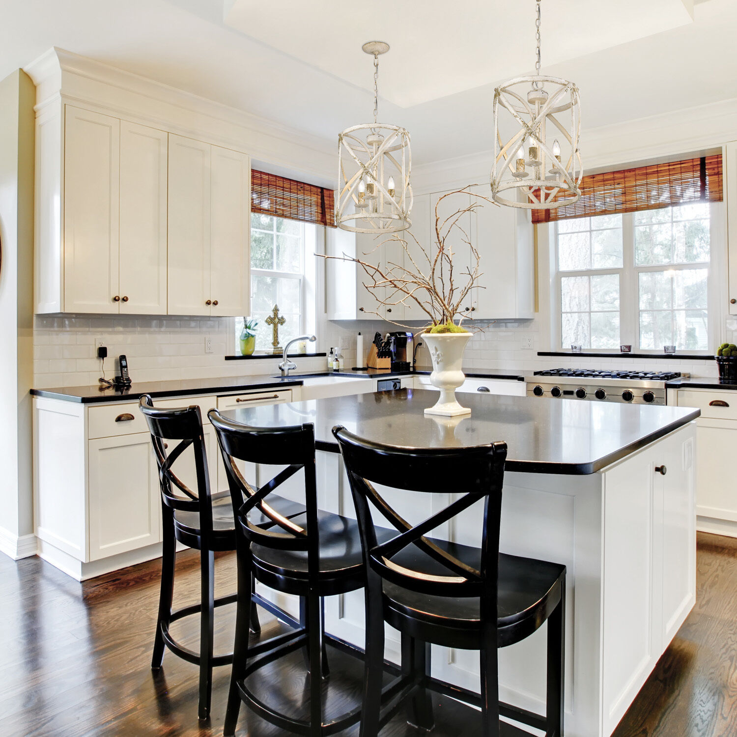 Alcott 3 Light 13 inch Antique Ivory Pendant Ceiling Light, Caged