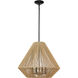 Valentina 4 Light 21 inch Matte Black Pendant Ceiling Light in Natural Raphia