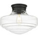 Ingalls 1 Light 16 inch Matte Black Semi-Flush Mount Ceiling Light in Clear Glass, Large