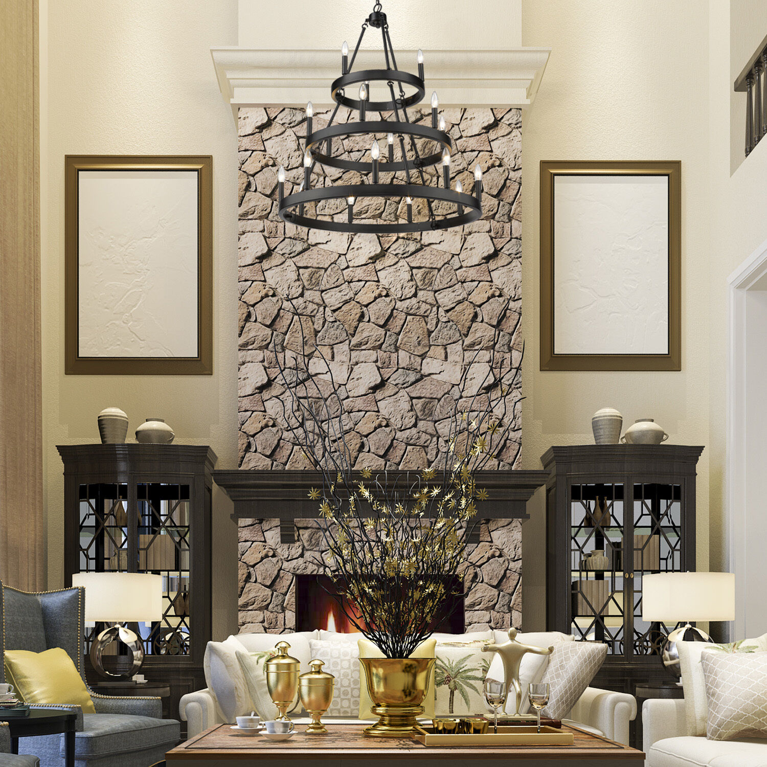 Alastair 32 inch 60.00 watt Matte Black Chandelier Ceiling Light