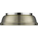 Duncan 2 Light 14 inch Chrome Flush Mount Ceiling Light in Aged Brass, Damp