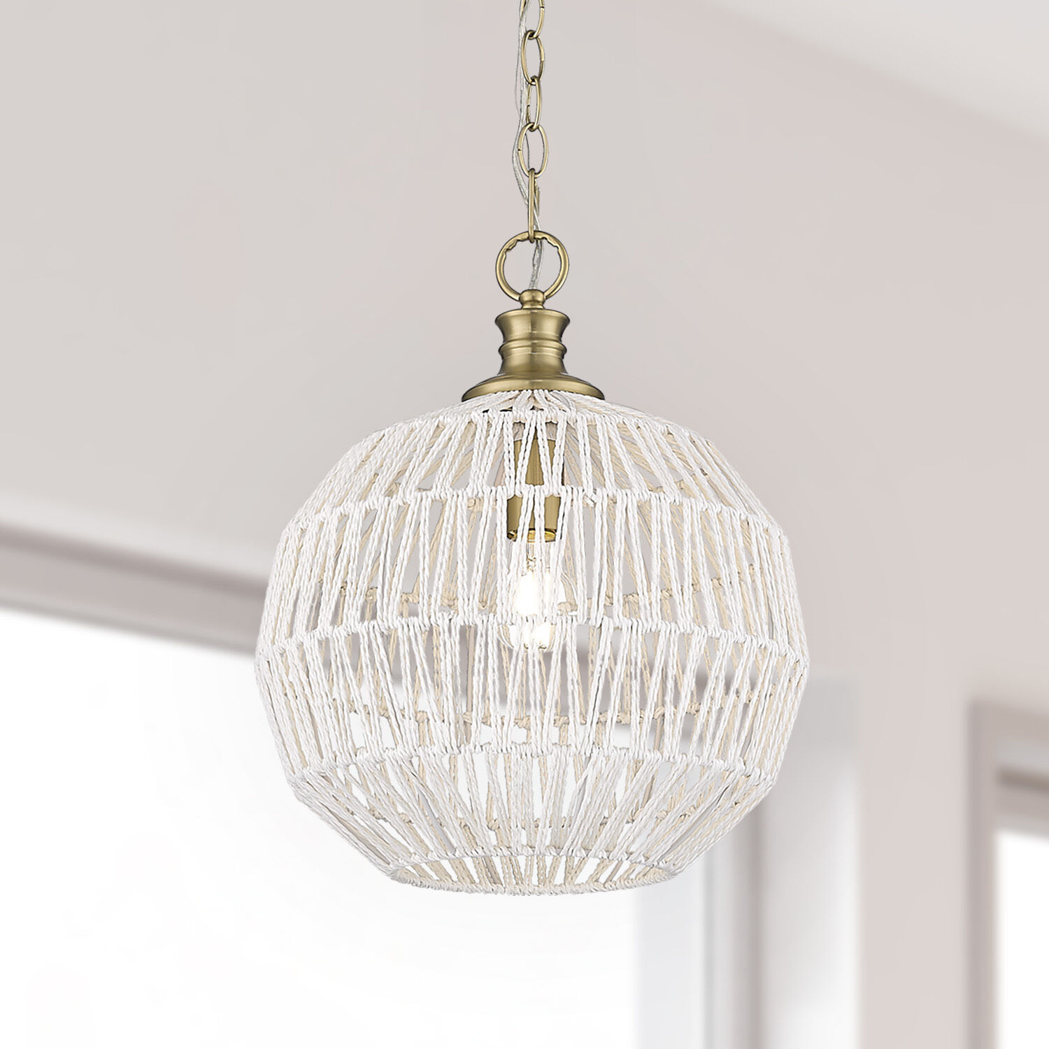 Florence 1 Light 14 inch Brushed Champagne Brass Pendant Ceiling Light