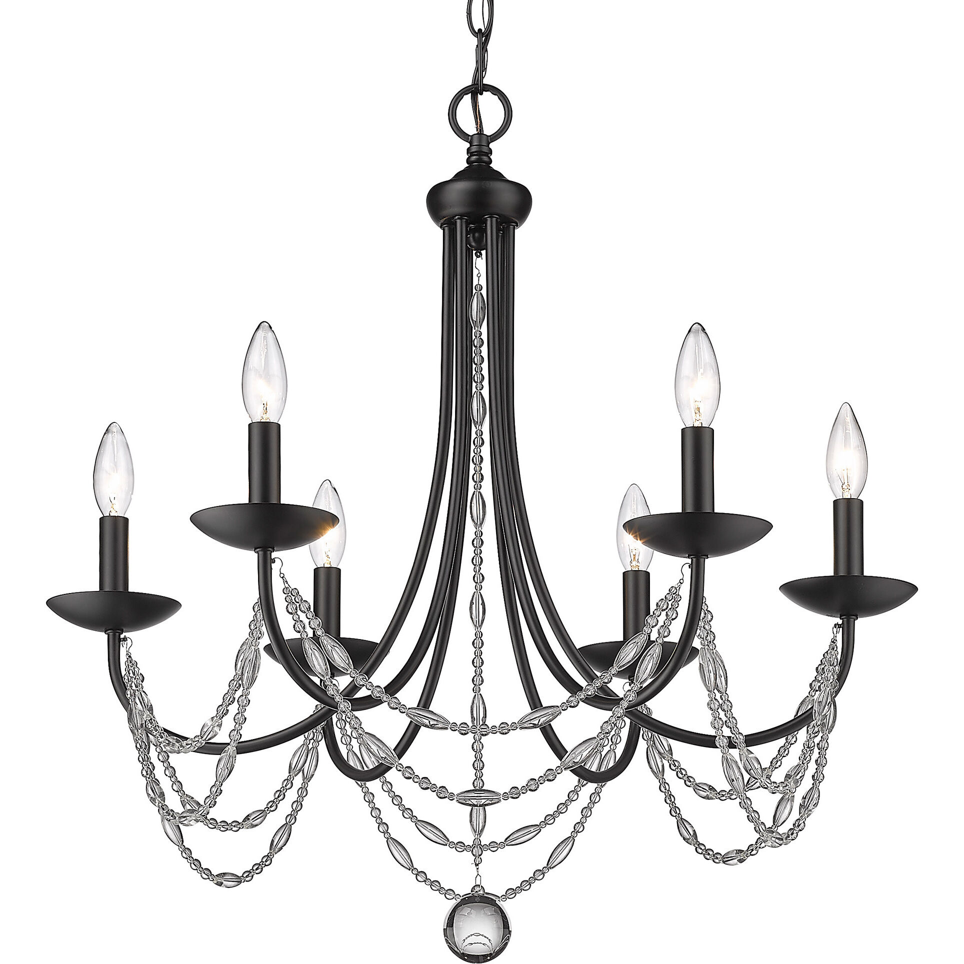 Mirabella 25 inch 60.00 watt Matte Black Chandelier Ceiling Light in No Shade