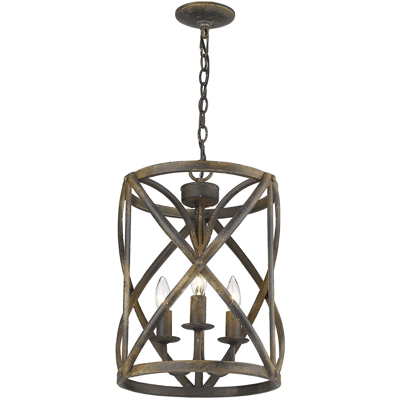 Alcott Pendant Ceiling Light in Antique Black Iron, Caged