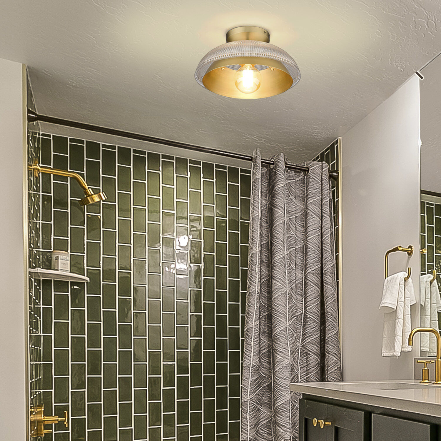 Crawford 1 Light 11.75 inch Brushed Champagne Brass Flush Mount Ceiling Light