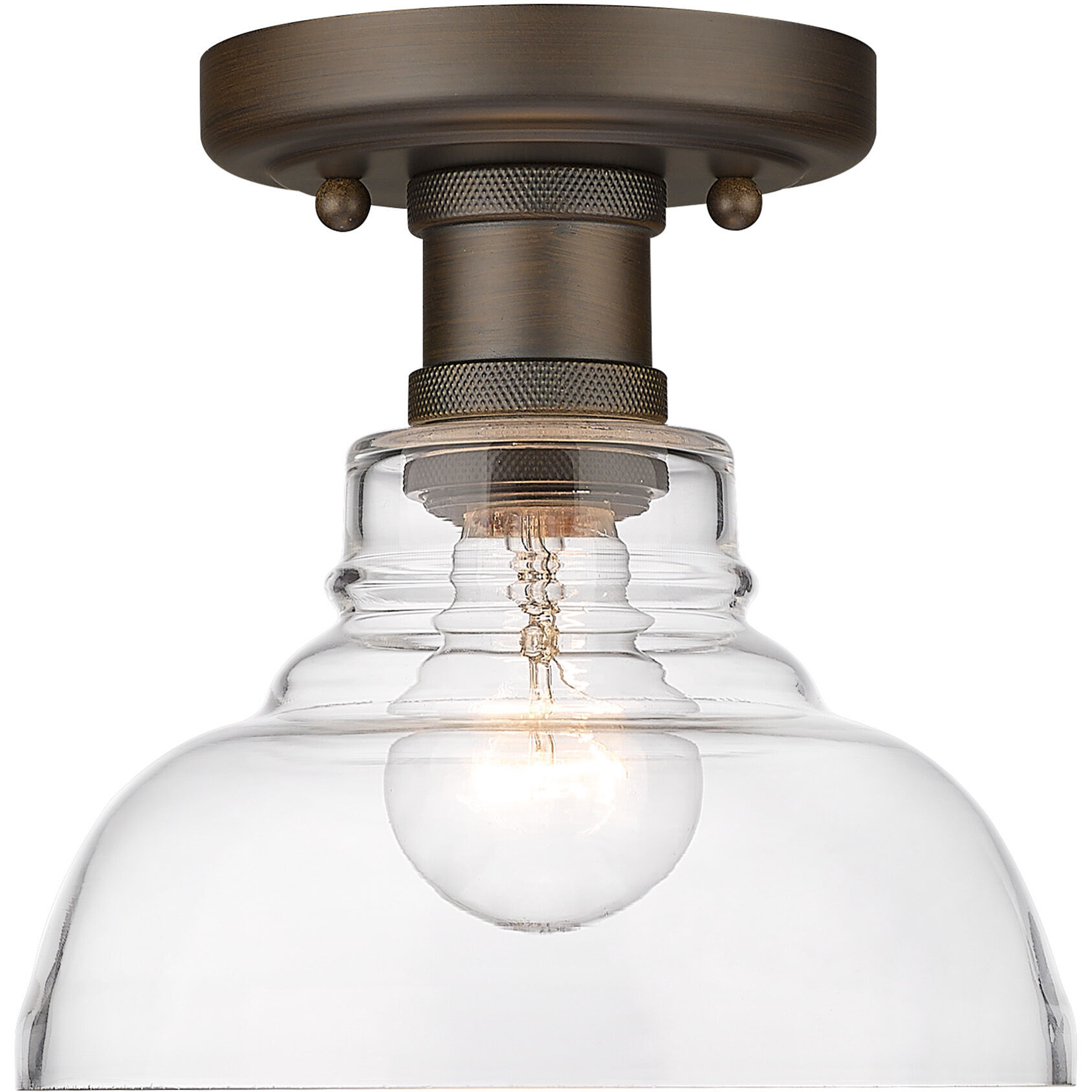 Yep Carver 1 Light 7.5 inch Rubbed Bronze Flush Mount Ceiling Light in Clear Glass