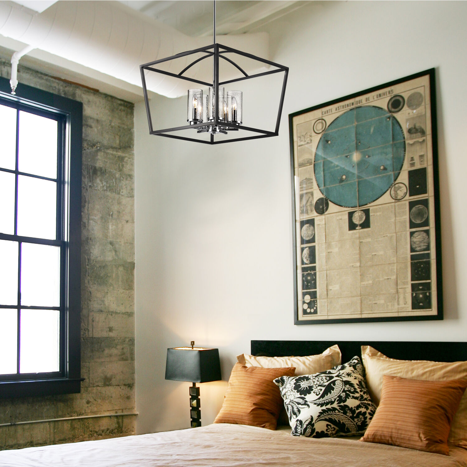 Mercer 22.13 inch 60.00 watt Matte Black Chandelier Ceiling Light in Matte Black/Matte Black