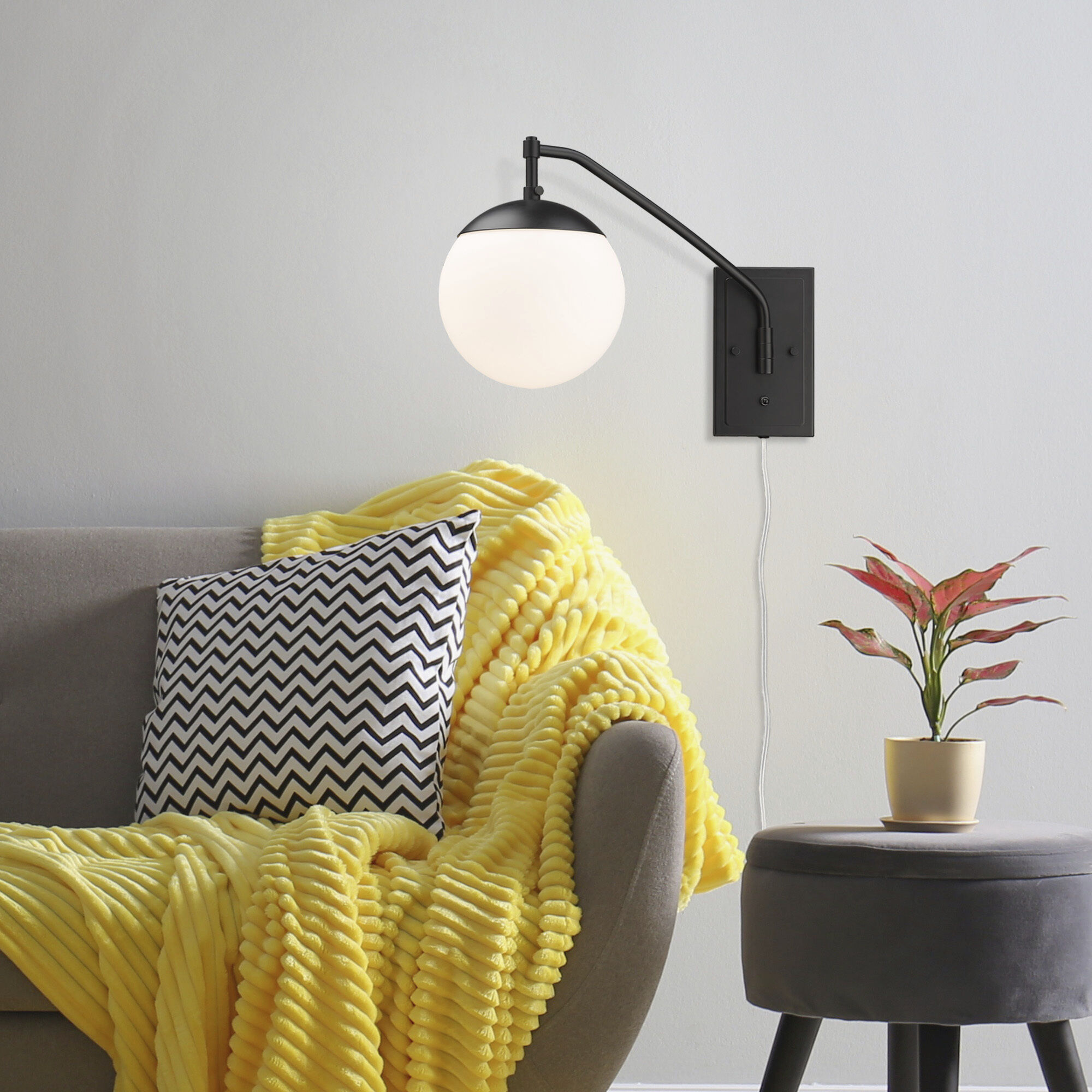 Glenn 1 Light 7.75 inch Matte Black Swing Arm Wall Lamp Wall Light