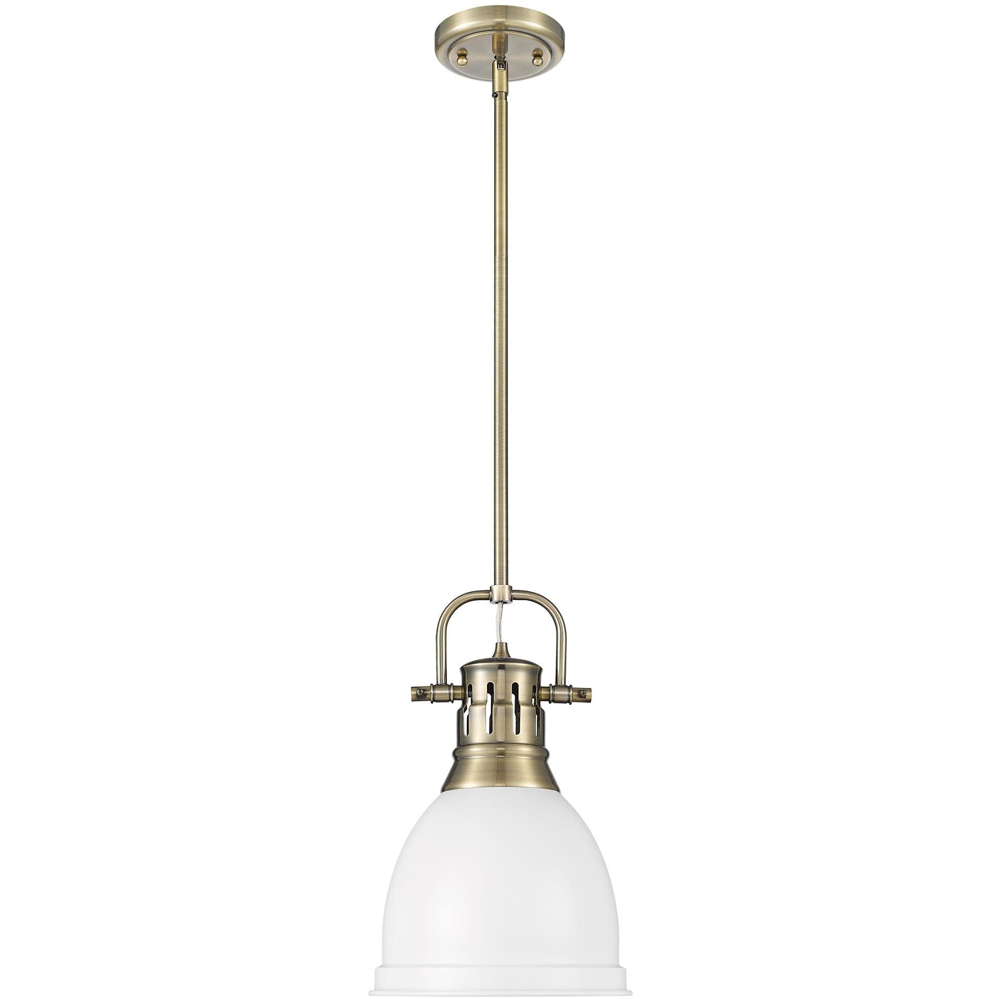 Yep Duncan 1 Light 8.88 inch Aged Brass Pendant Ceiling Light in Matte White