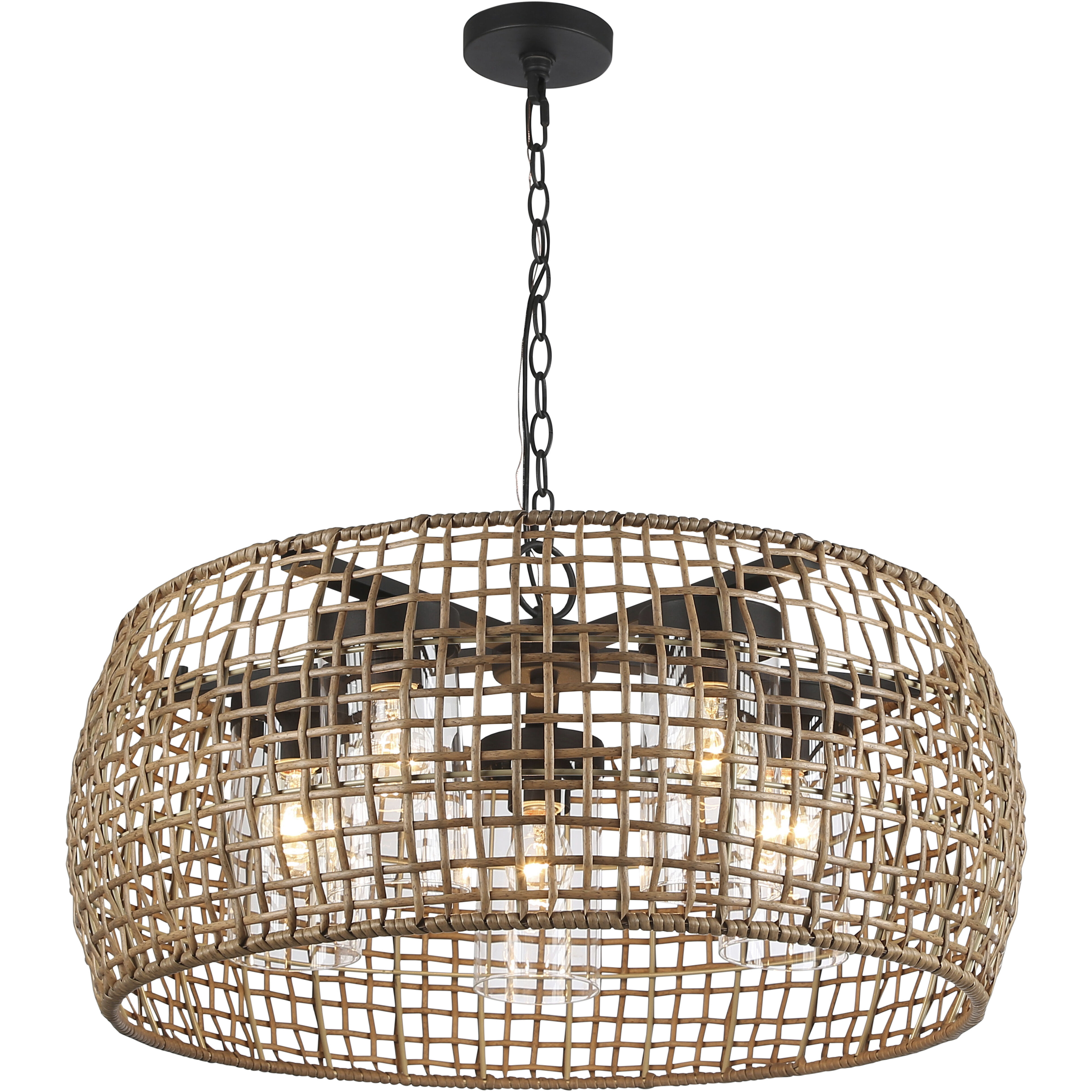 Piper 5 Light 27.5 inch Natural Black Outdoor Pendant