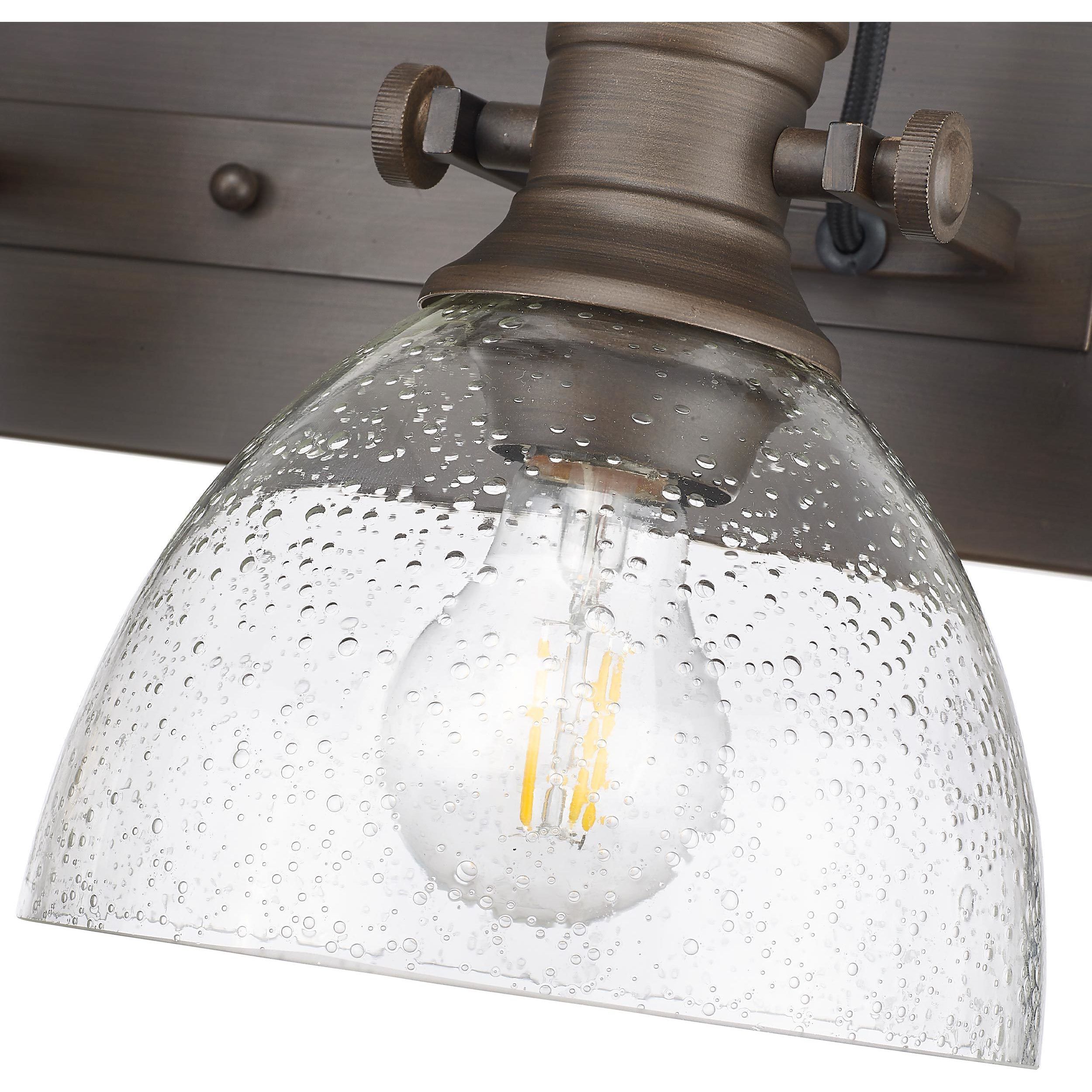 Yep Hines Vanity Wall Light in Rubbed Bronze, Seeded Glass