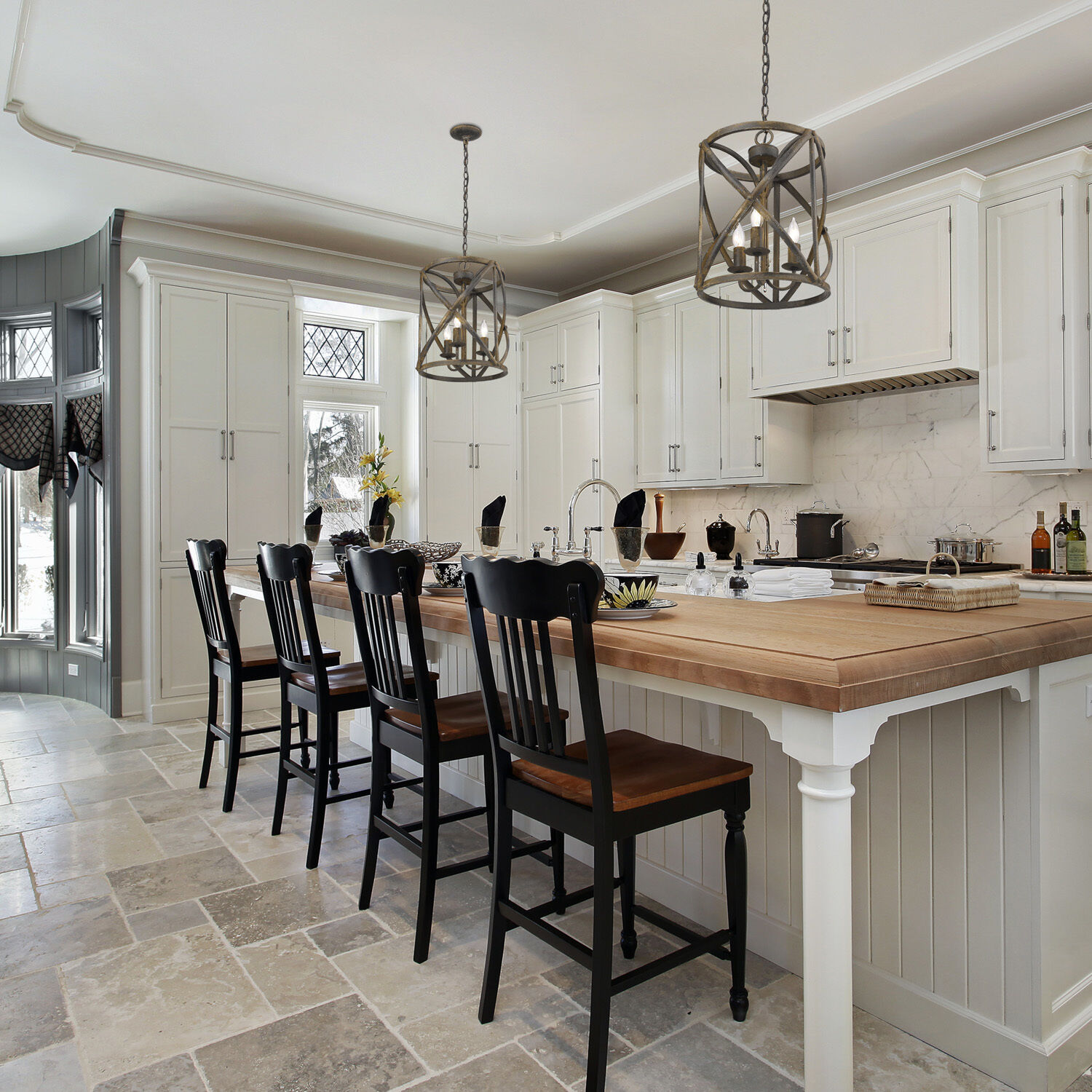 Alcott 3 Light 13 inch Antique Black Iron Pendant Ceiling Light, Caged