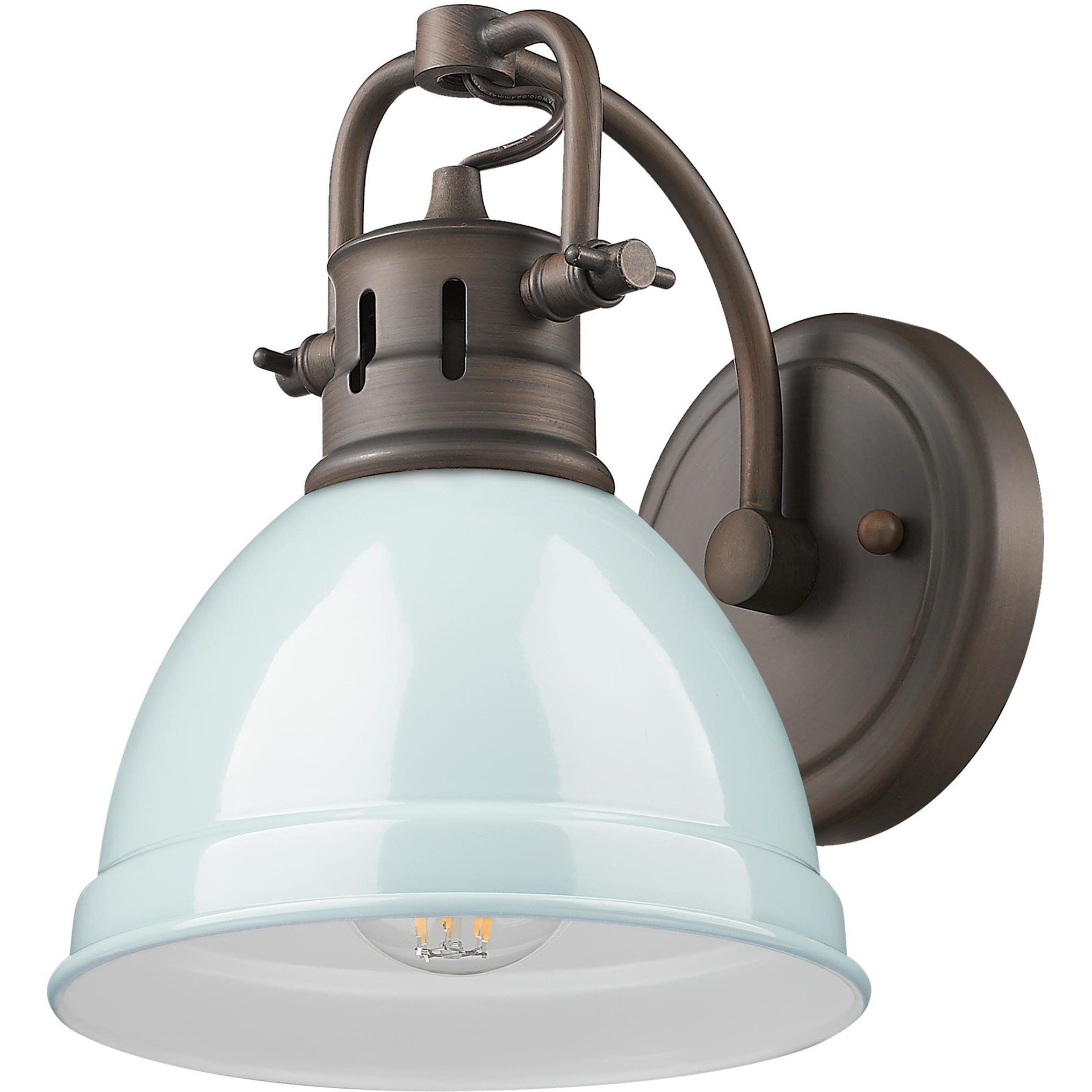 Yep Duncan Vanity Wall Light in Rubbed Bronze, Seafoam