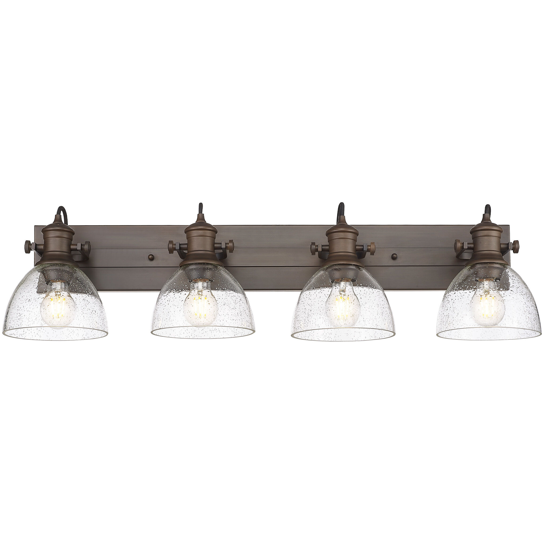 Yep Hines Vanity Wall Light in Rubbed Bronze, Seeded Glass