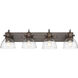 Yep Hines Vanity Wall Light in Rubbed Bronze, Seeded Glass