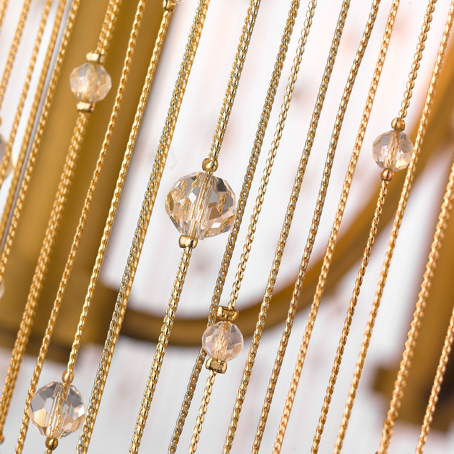 Marilyn 25 inch 60.00 watt Peruvian Gold Chandelier Ceiling Light in Crystal Strands