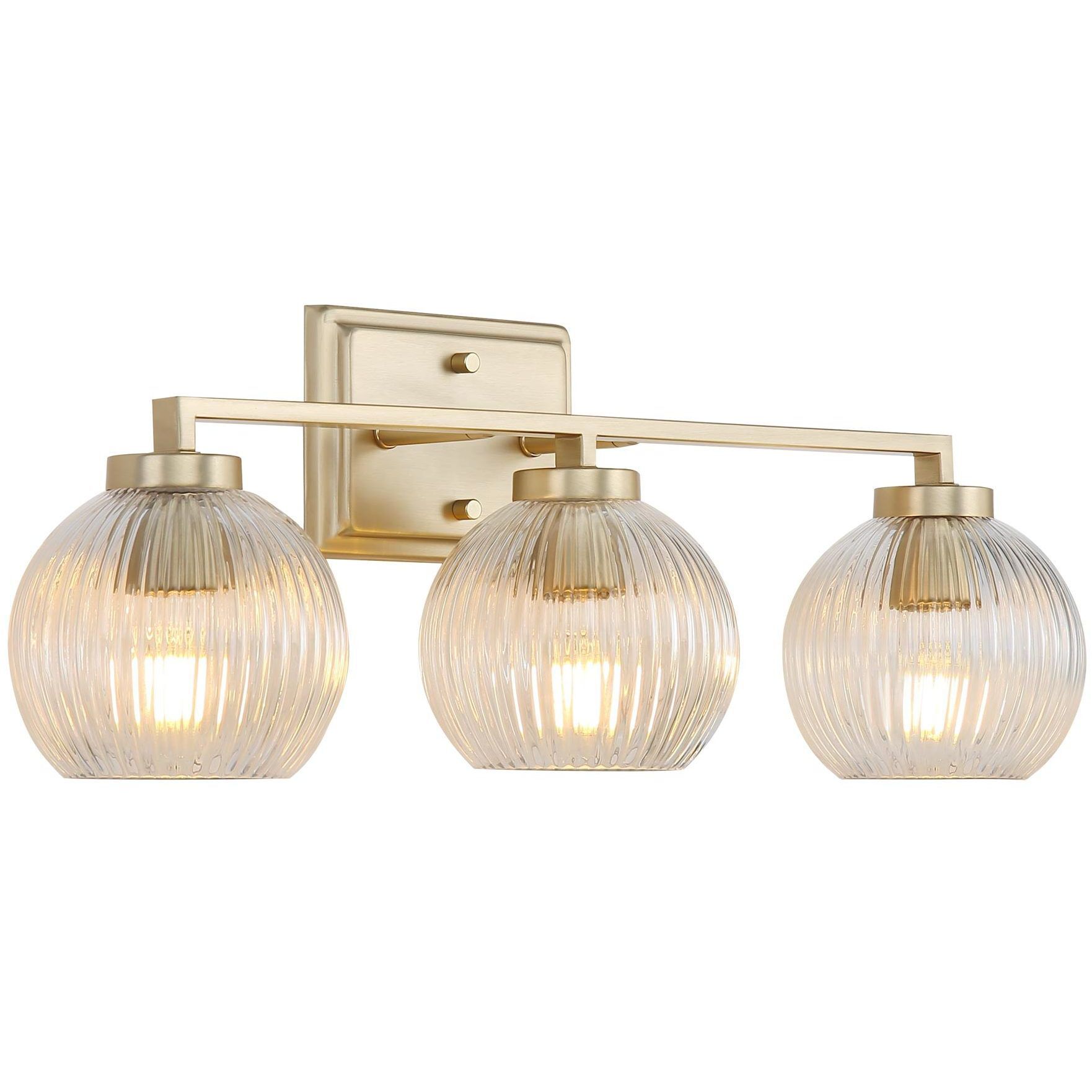 Yep Elliott Vanity Wall Light in Brushed Champagne Brass, Ribbed