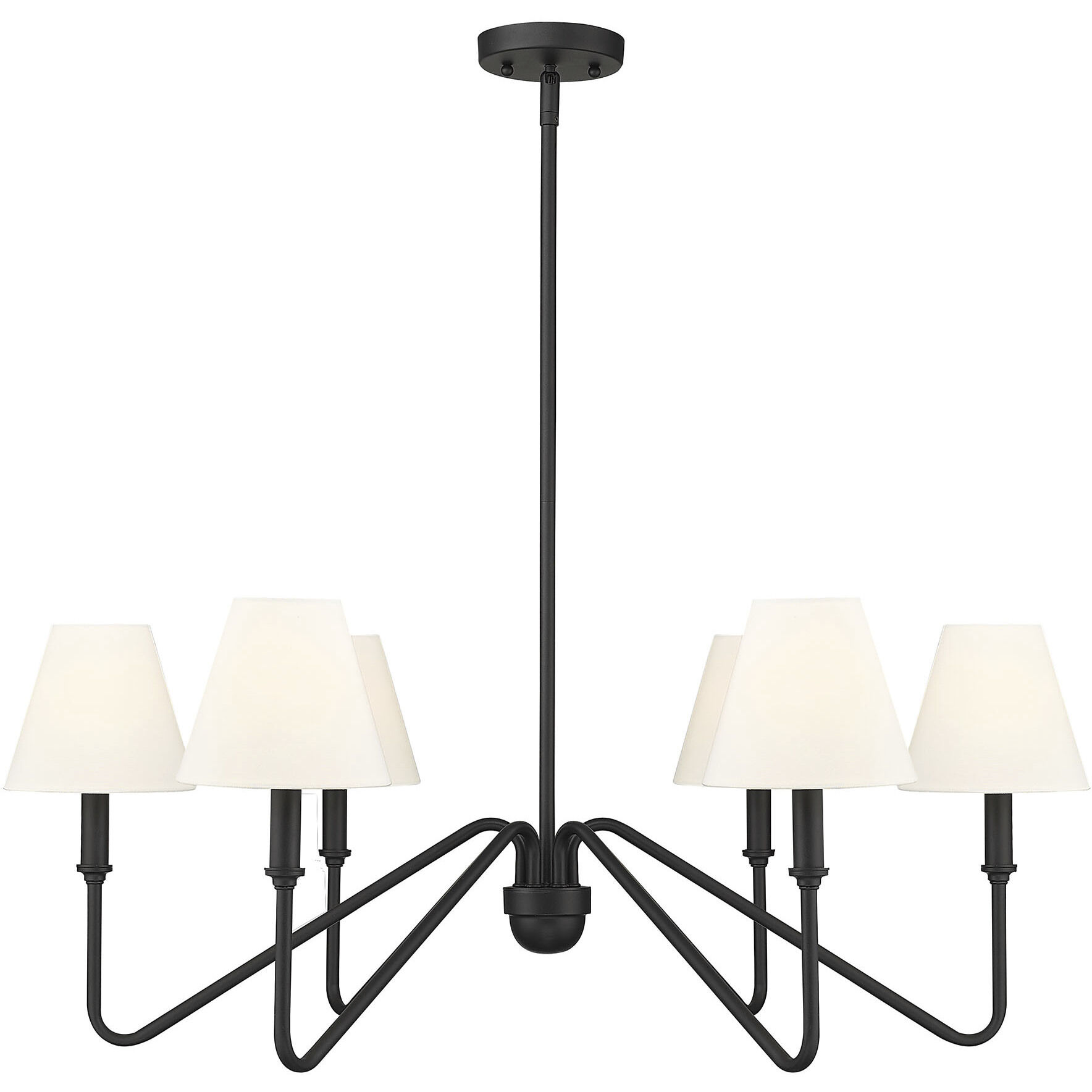 Yep Kennedy 6 Light 29.75 inch Natural Black Chandelier Ceiling Light in Ivory Linen