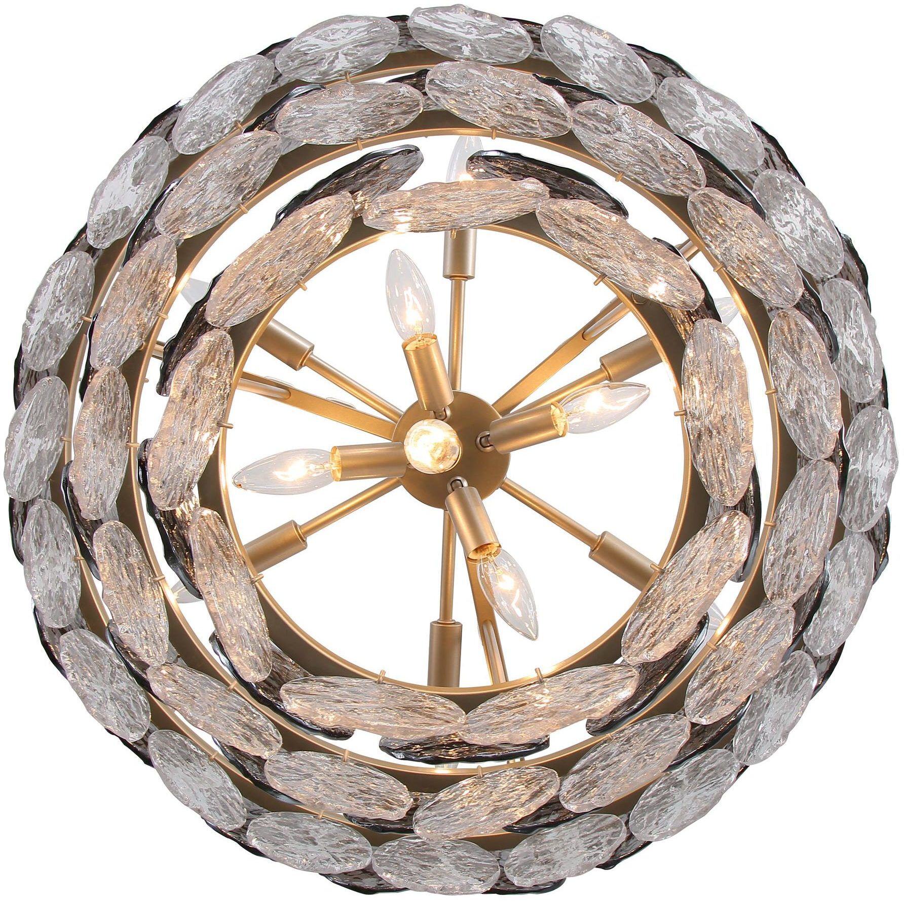 Yep Cascada 11 Light 27.25 inch Aegean Silver Pendant Ceiling Light in Smoke Plated Glass, 3 Tier