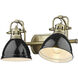 Yep Duncan Vanity Wall Light in Aged Brass, Black