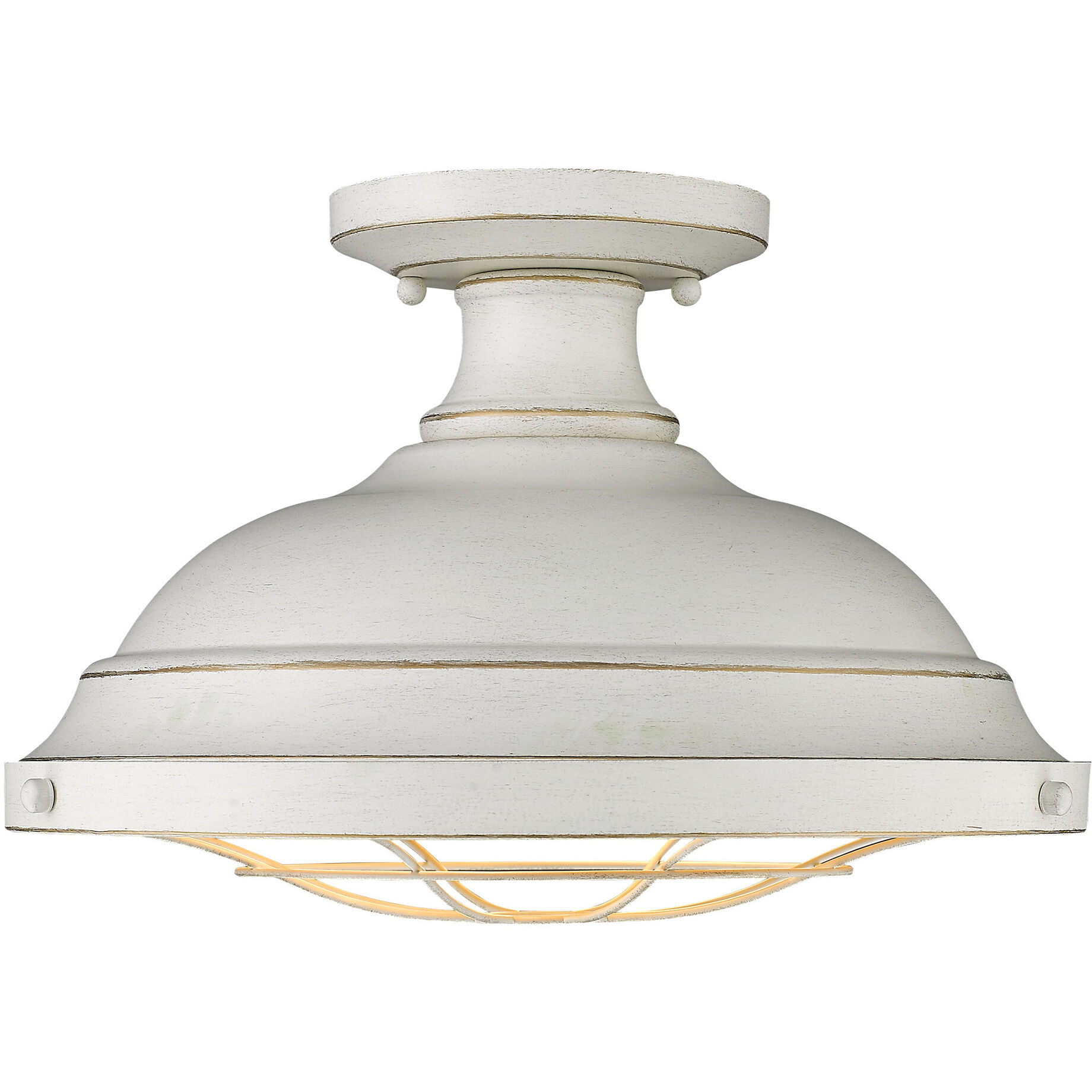 Bartlett 2 Light 14 inch French White Semi-Flush Mount Ceiling Light, Damp