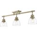 Yep Duncan 3 Light 35.38 inch Aged Brass Semi-Flush Mount Ceiling Light in Clear Glass