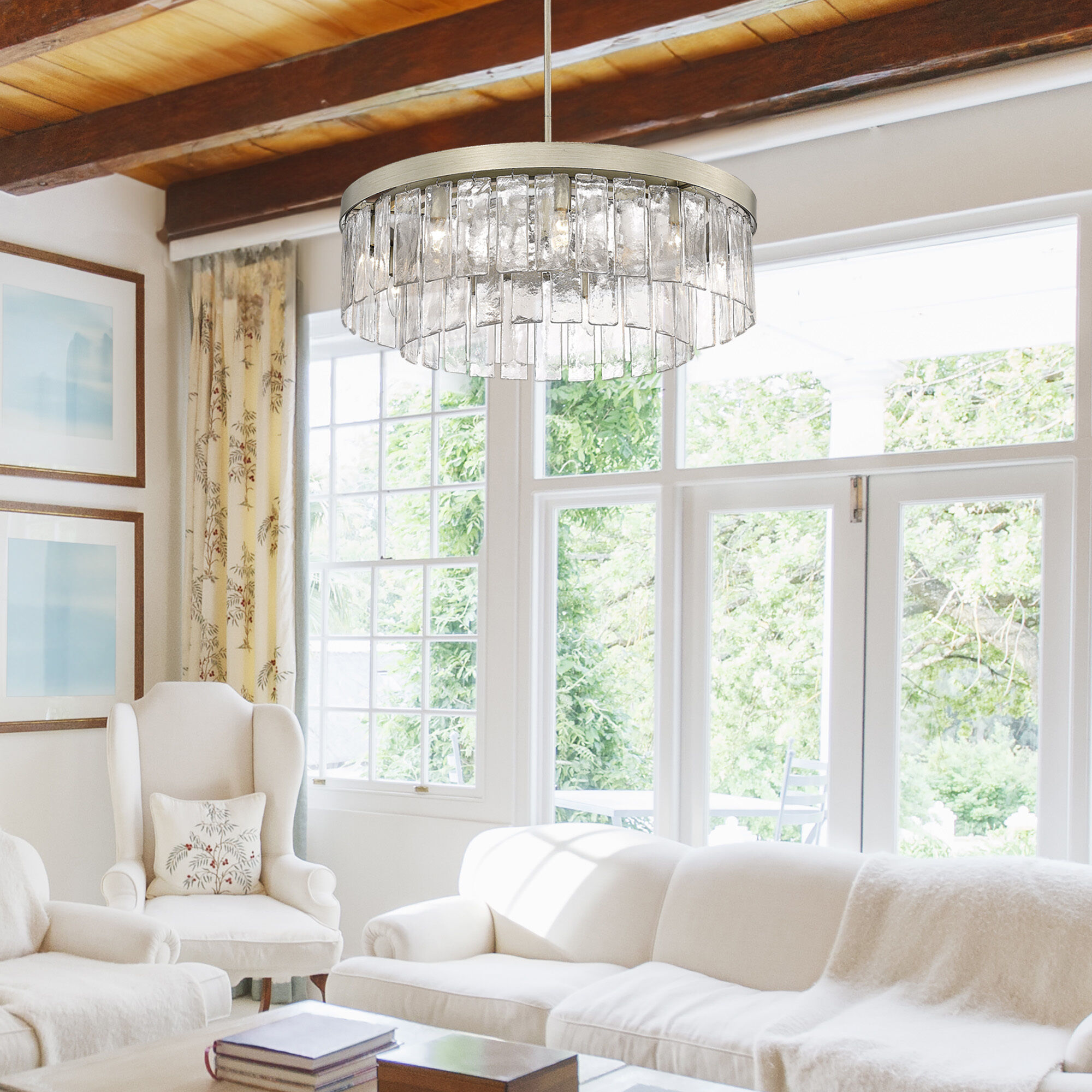 Ciara 9 Light 27 inch White Gold Chandelier Ceiling Light