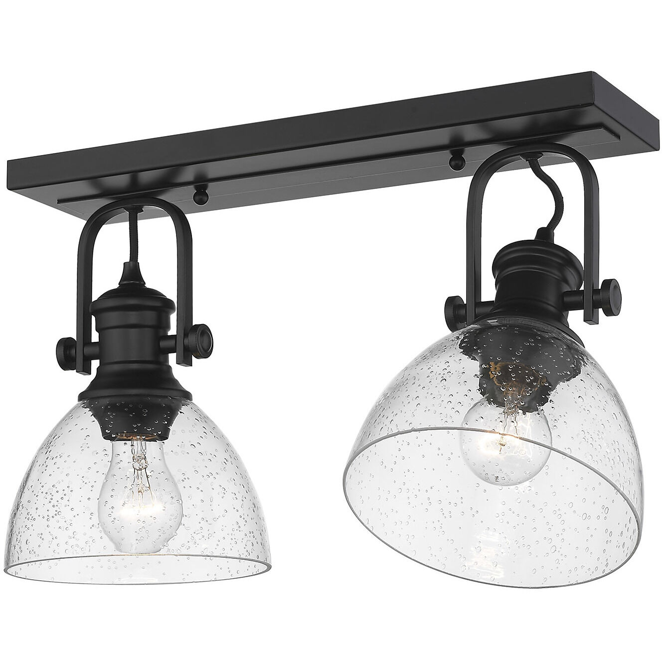 Yep Hines 2 Light 17.88 inch Matte Black Semi-Flush Mount Ceiling Light in Seeded Glass, Damp