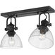 Yep Hines 2 Light 17.88 inch Matte Black Semi-Flush Mount Ceiling Light in Seeded Glass, Damp