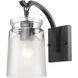 Travers 1 Light 5.5 inch Matte Black Wall Sconce Wall Light in Clear Frosted Artisan, Damp