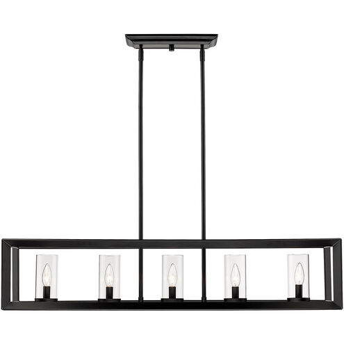 Smyth 5 Light 41 inch Matte Black Linear Pendant Ceiling Light in Clear Glass
